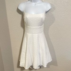 Women's White Fitted Scoop Neck Mini Fit and Flare Dress | Size 13